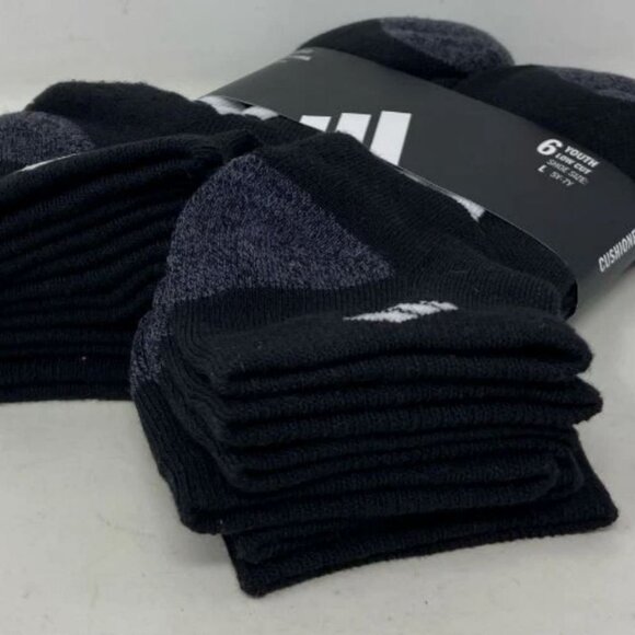 Boys adidas 6-Pk. Low-Cut Socks Color: Black Size: 9-11 - Picture 4 of 5